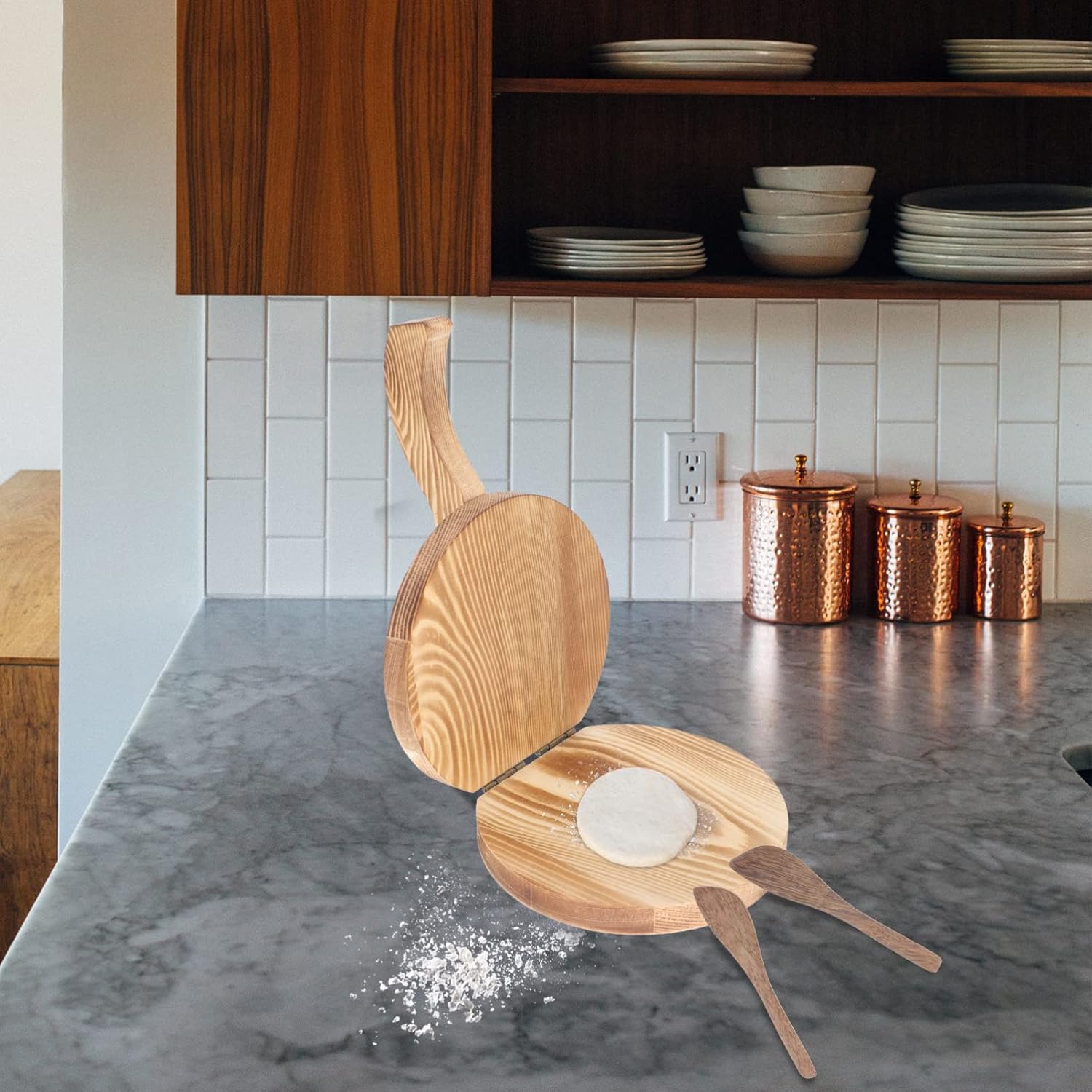 Fabricante de prensa de crepé Máquina de tortilla de madera para hacer albóndigas Máquina para hacer tortillas Herramienta de prensa de masa de