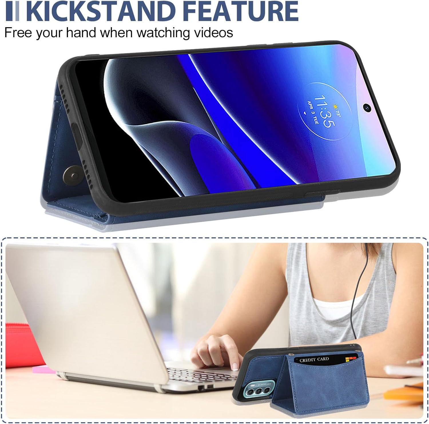 Asuwish Funda de teléfono para Motorola Moto G Stylus 5G 2022 con protector de pantalla de vidrio templado y soporte de tarjeta de piel sintética,
