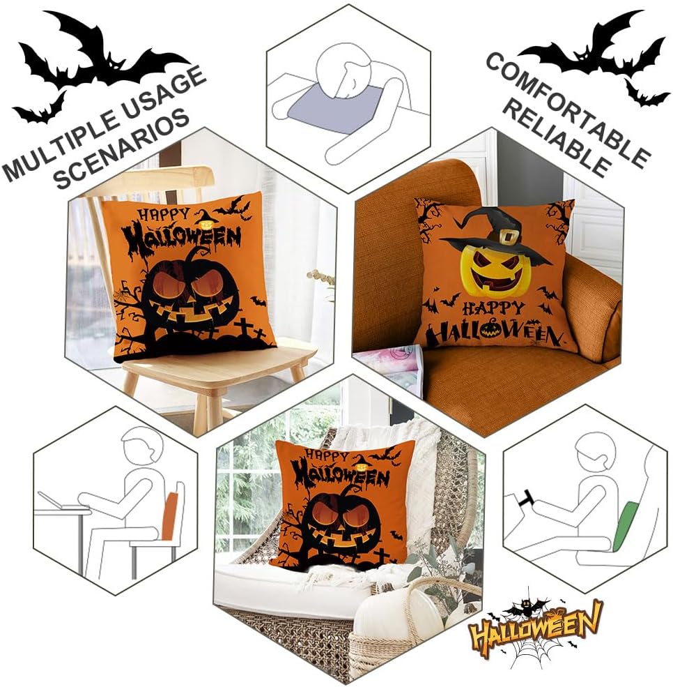 Fundas de almohada decorativas de Halloween de 18 x 18 pulgadas, fundas de almohada de granja, fundas de almohada decorativas, decoraciones de