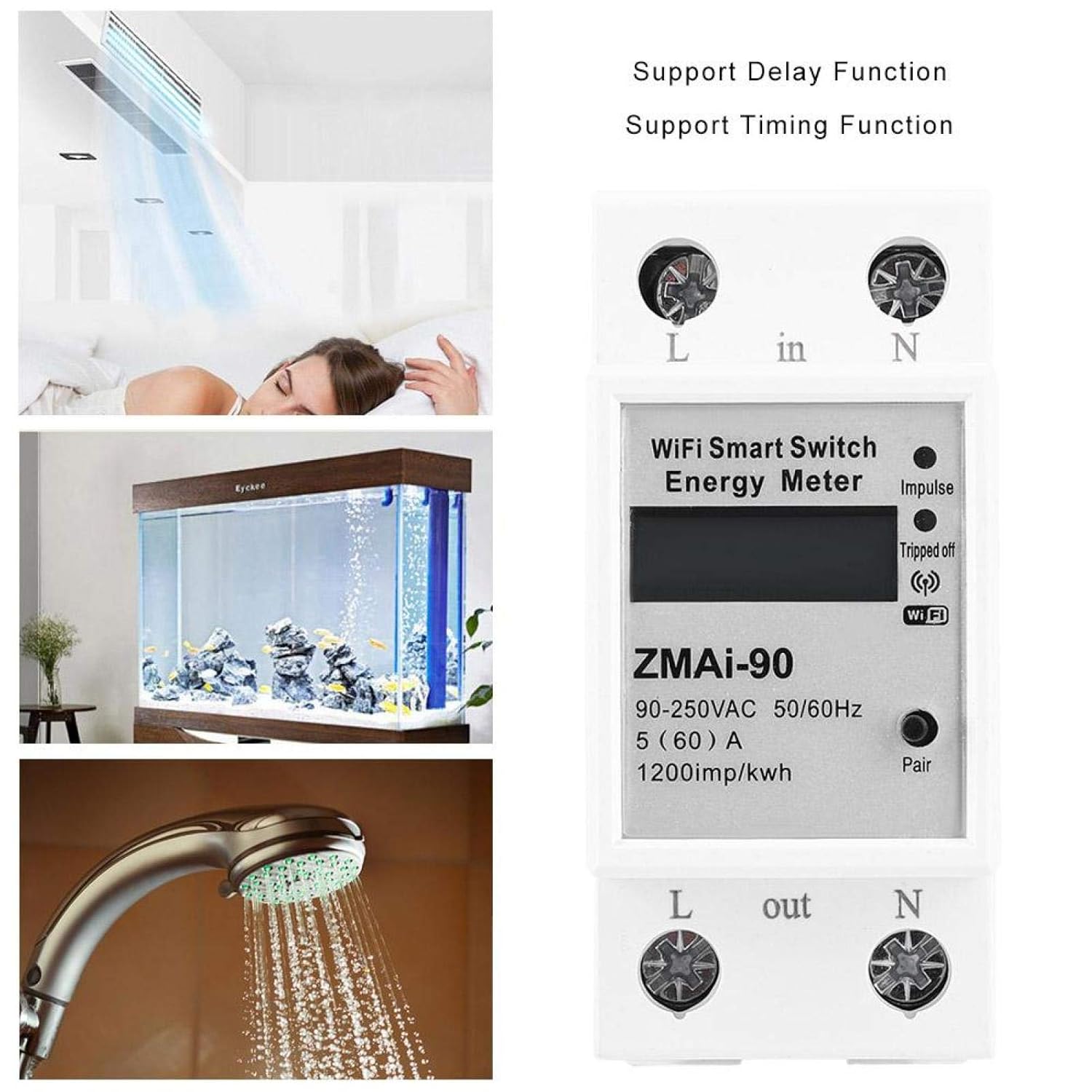 Probadores de voltaje, Medidor de Energía ZMAi-90, Probador de circuito electrónico de alambre KWh Control remoto LCD Interruptor de medición