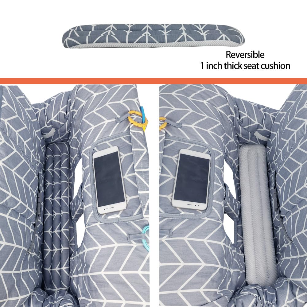 ICOPUCA Funda para carrito de compras para bebé, funda de carrito 2 en 1 para bebés y silla alta, funda acolchada para asiento de carrito de
