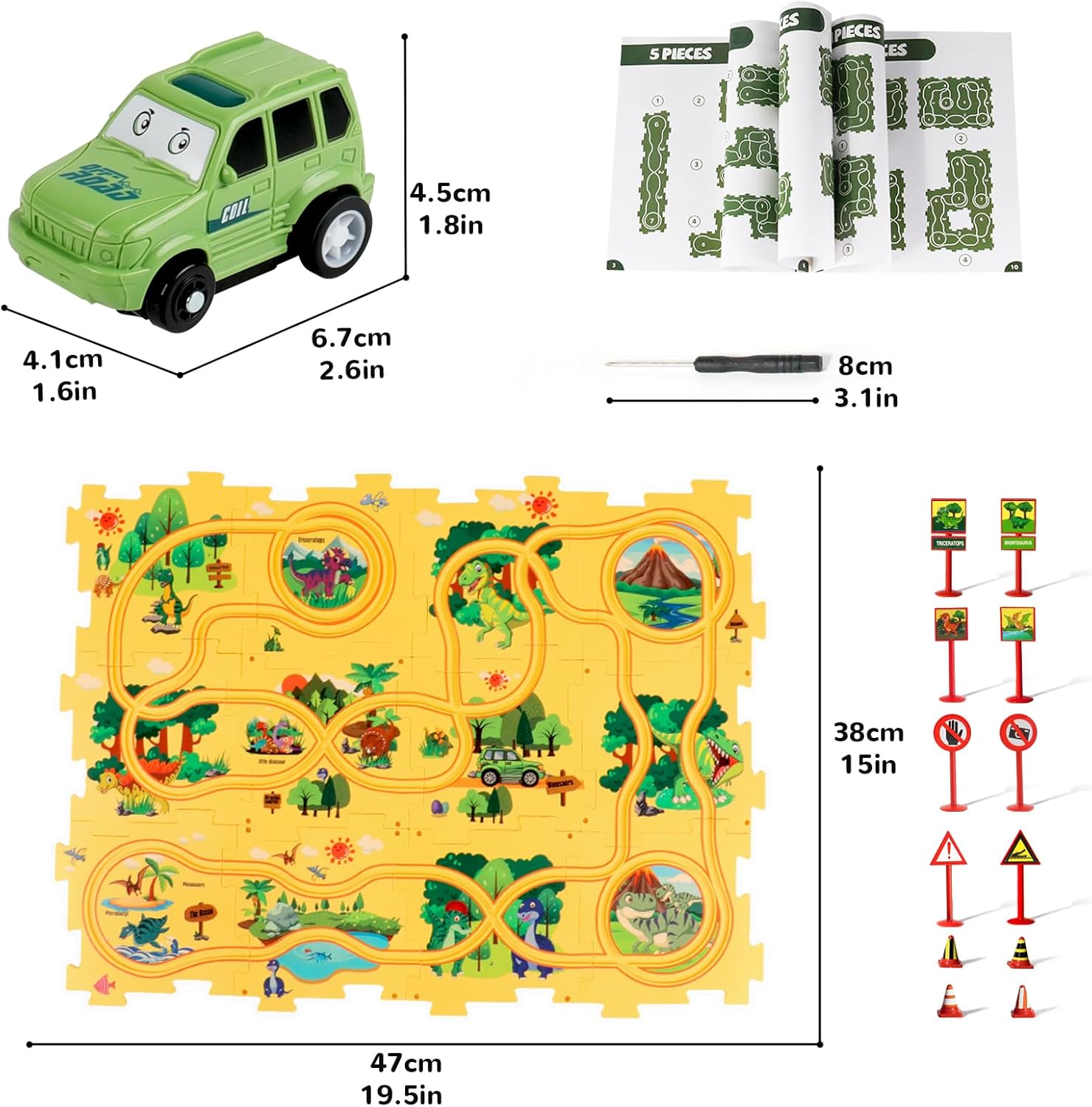 XAZASTOV Rompecabezas de piso de plástico para niños de 3 a 5 años, juego de rompecabezas de pista de coche, juguetes educativos Montessori para