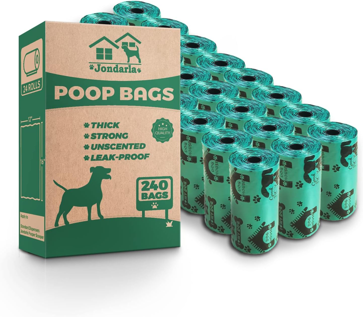 Jondarla Bolsas para excrementos de perro, gruesas y fuertes, bolsas grandes para excrementos de excrementos, repuestos para recogedor de