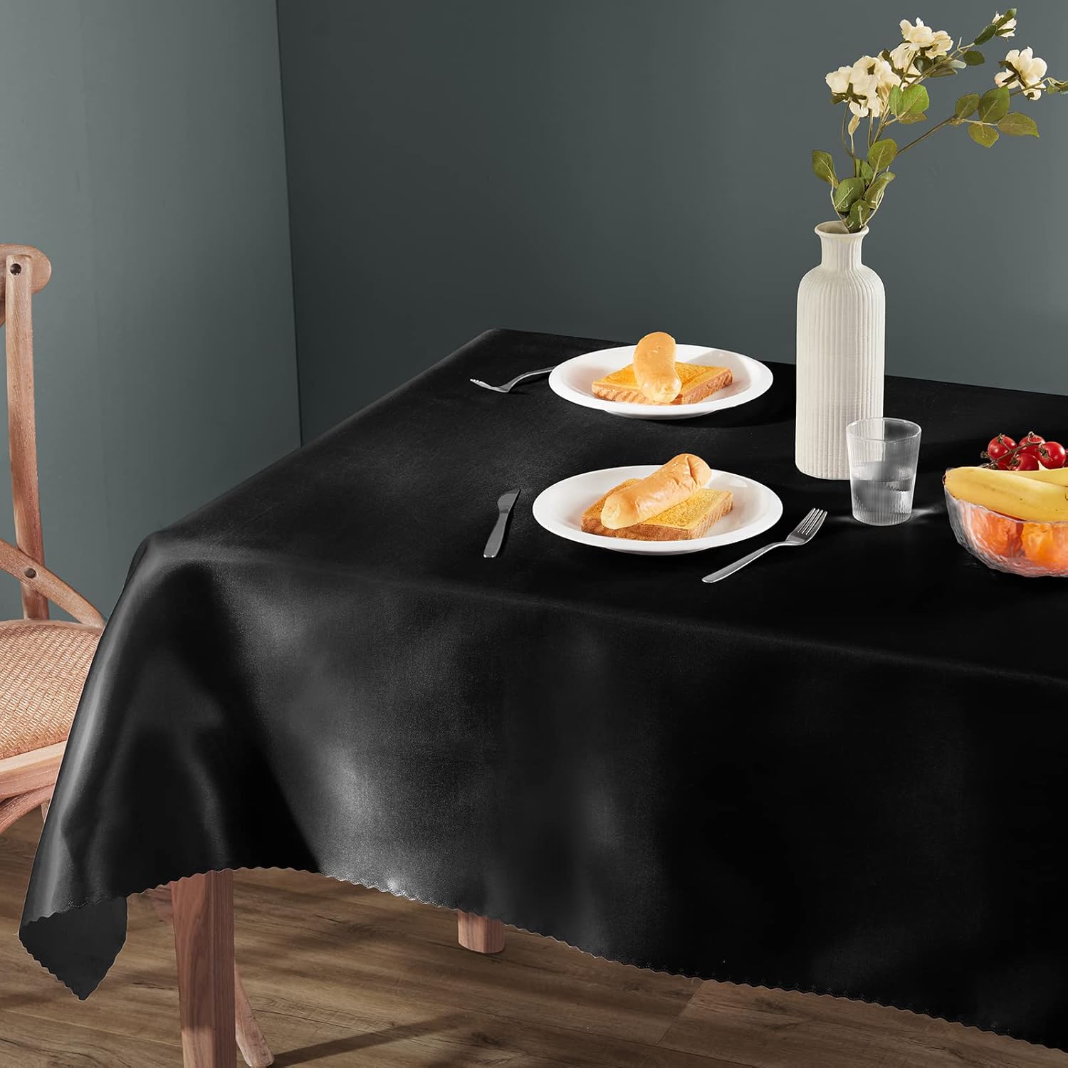 Homiest 1 paquete de mantel de satén de 54 x 108 pulgadas, mantel negro brillante, mantel rectangular sedoso, manteles de satén para boda,
