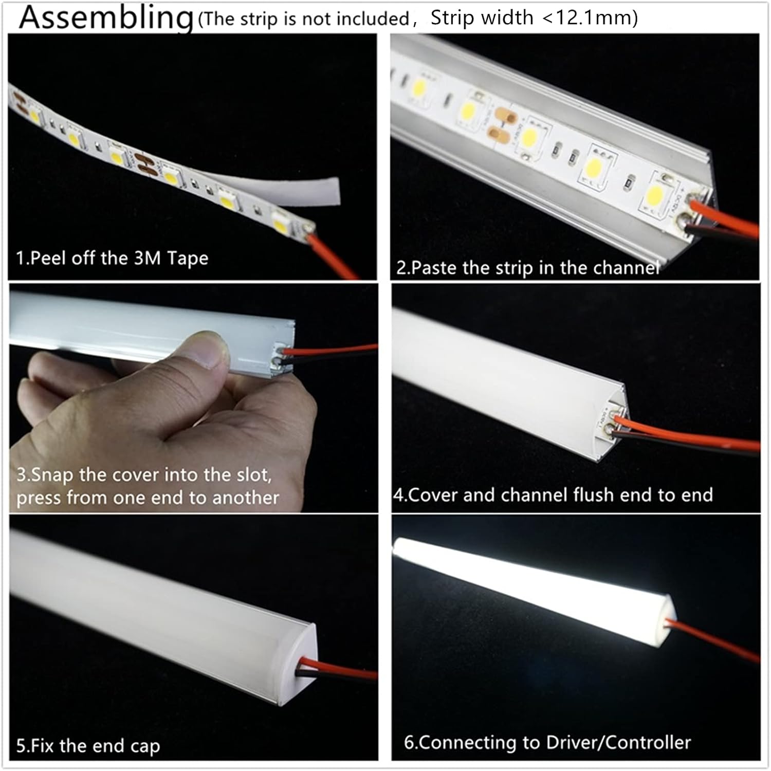 Paquete de 6 tiras LED premium en forma de V de 16 pulgadas con difusor anti UV, mejora tu iluminación para esquinas con estilo y versatilidad