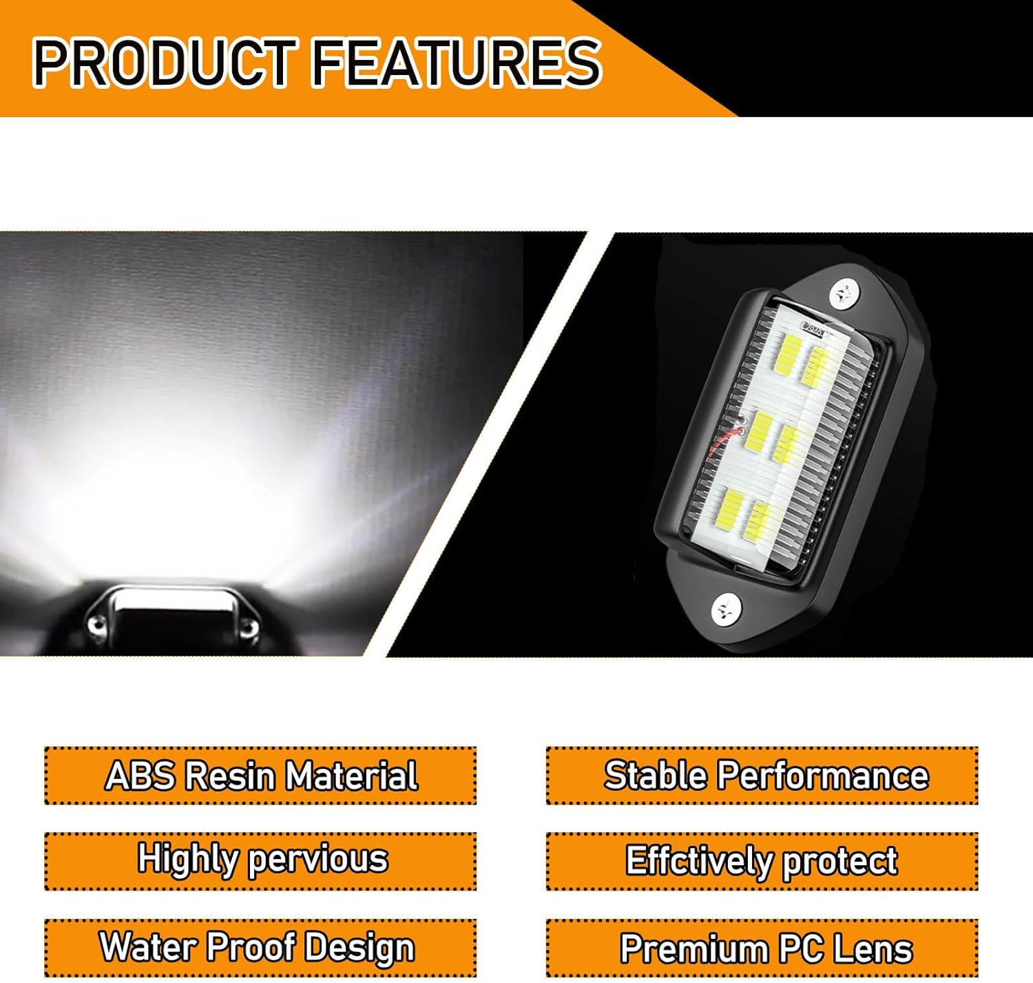 Pack-2 – Lámpara de matrícula de automóvil, bombilla LED ABS, luz trasera impermeable para automóvil, luz de techo de 6500 K, reemplazo de bombilla