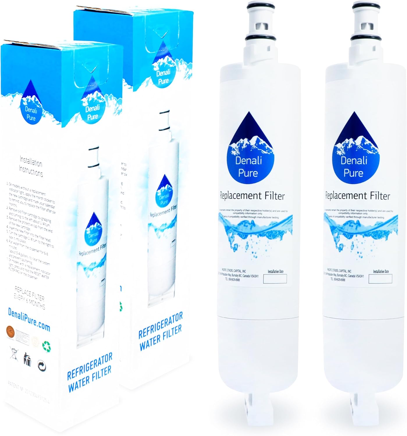 2-PackWhirlpool gs5shaxnb01Frigorífico Filtro de agua de repuesto Cartucho de filtro de agua para nevera Whirlpool 4396508, 4396510COMPATIBLES