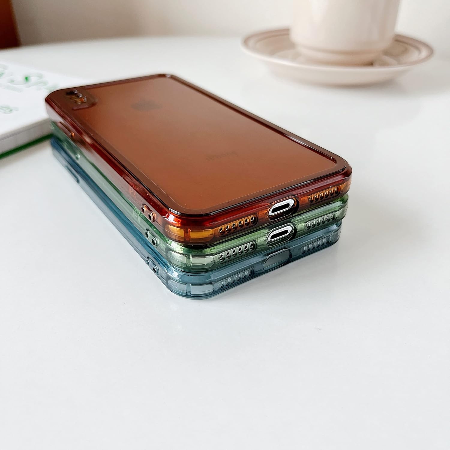 ZTOFERA Funda para iPhone X, funda protectora de parachoques de silicona suave transparente de color retro a prueba de golpes – púrpura