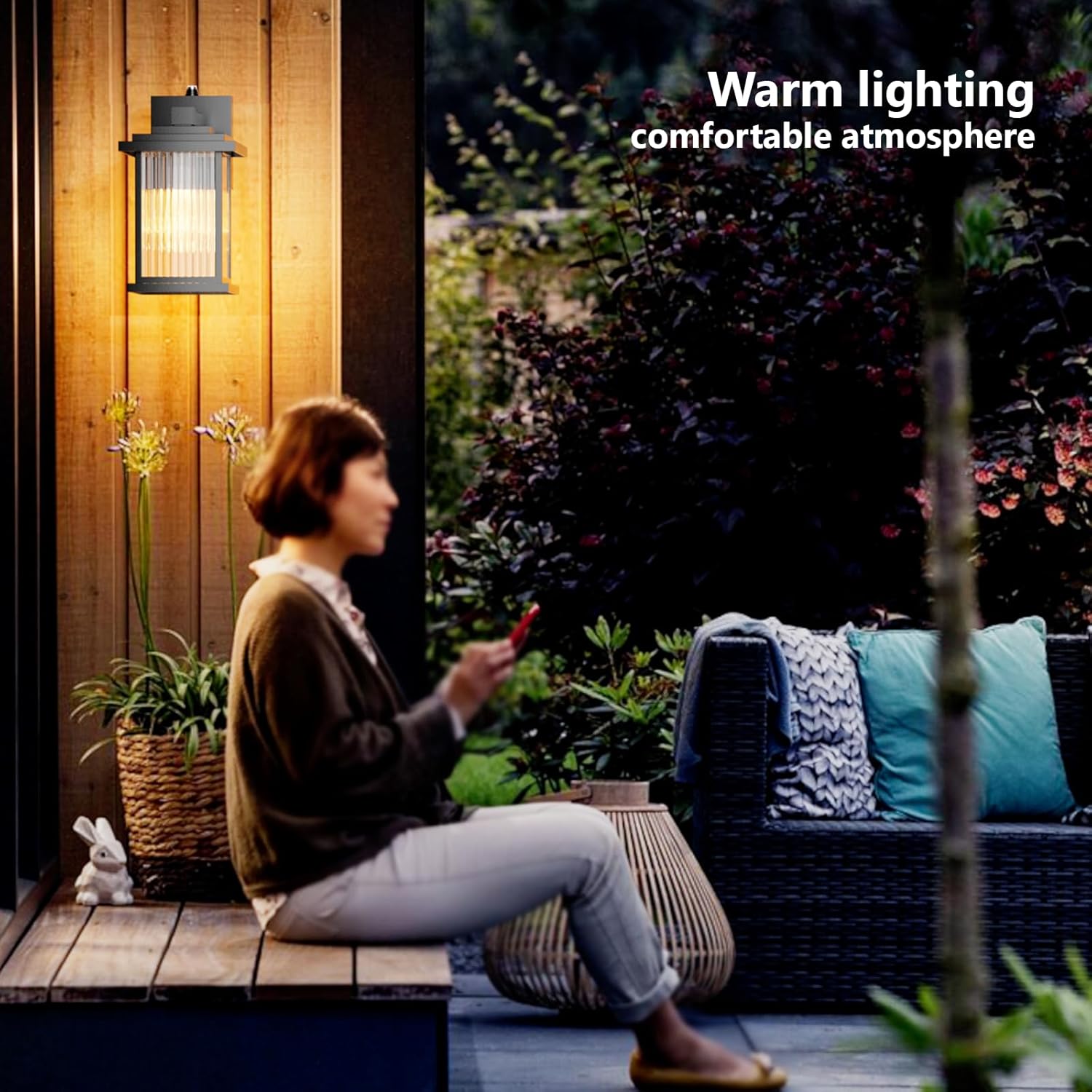 Luces de exterior del anochecer al amanecer, luces de porche impermeables al aire libre, lámpara de exterior 100% aluminio a prueba de óxido, luces