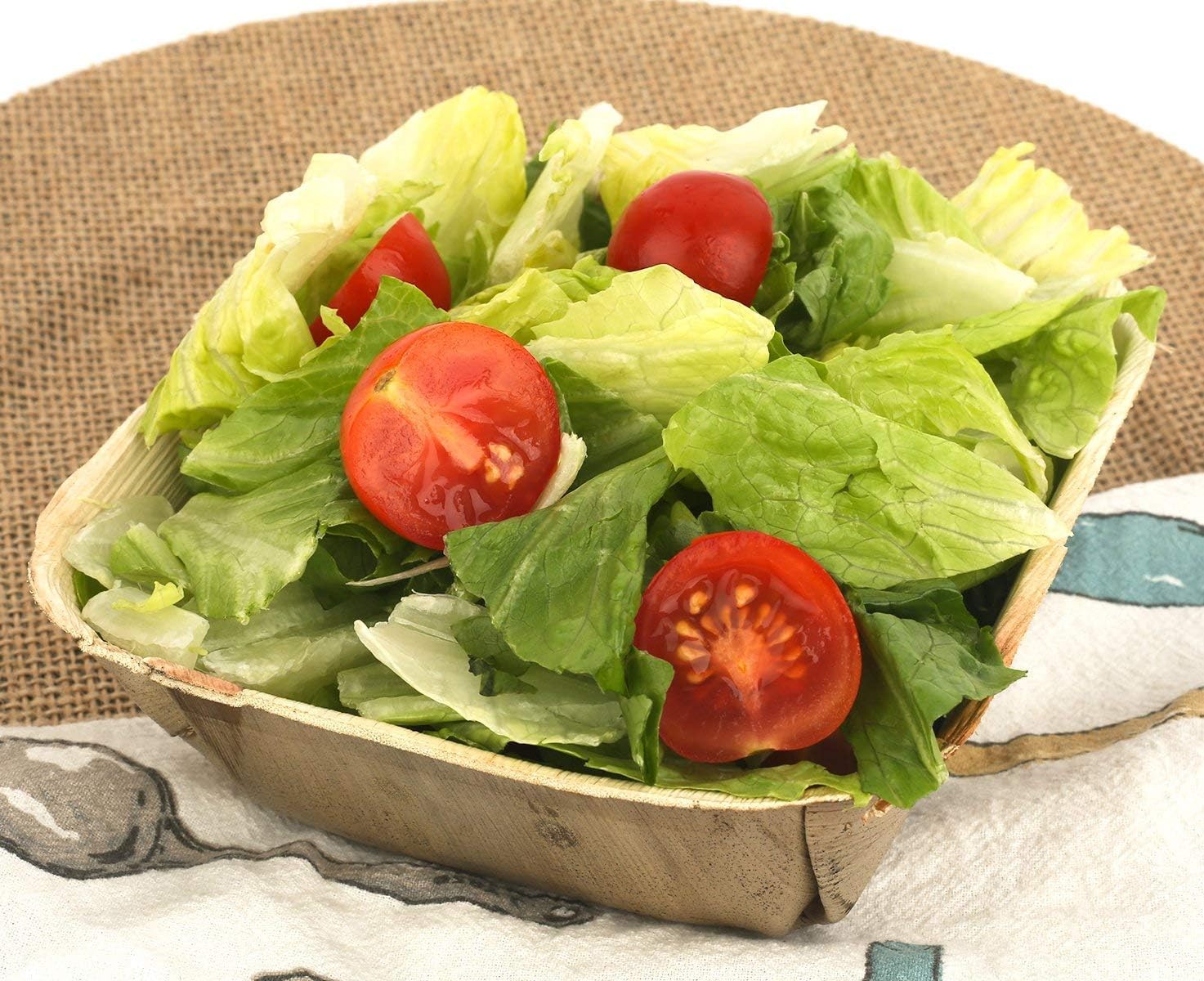Cuenco cuadrado desechable de hoja de palma de 6 pulgadas (50 piezas)  Como bambú  Todo natural y biodegradable  Tablas de embutidos, barbacoas y