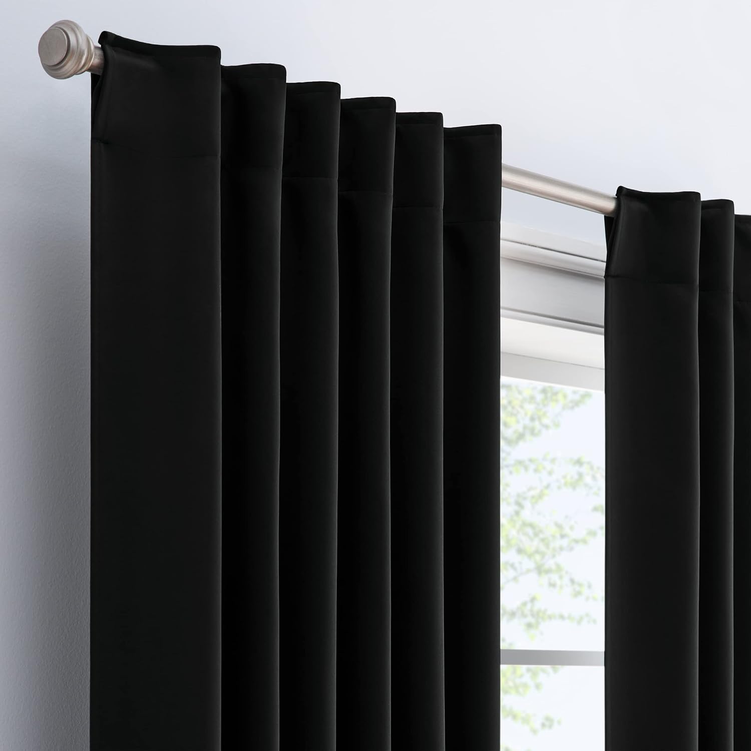 ECLIPSE Langley – Cortinas de triple tejido para oscurecimiento de habitaciones con bolsillo para cortinero (2 paneles), 52 x 63pulgadas, color