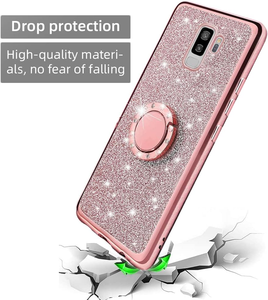 B-wishy Glitter Crystal Butterfly Slim TPU Caso Con Soporte Y Correa Para Samsung Galaxy S9 Plus – Rosa