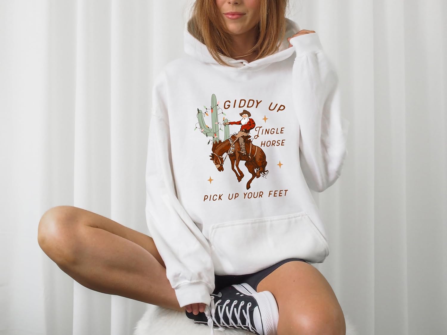 Cowboy Christmas Sweater, Giddy Up Jingle Horse Pick Up Your Feet, Howdy Country Christmas Horse, Cowgirl Shirt, Christmas Sweatshirt
