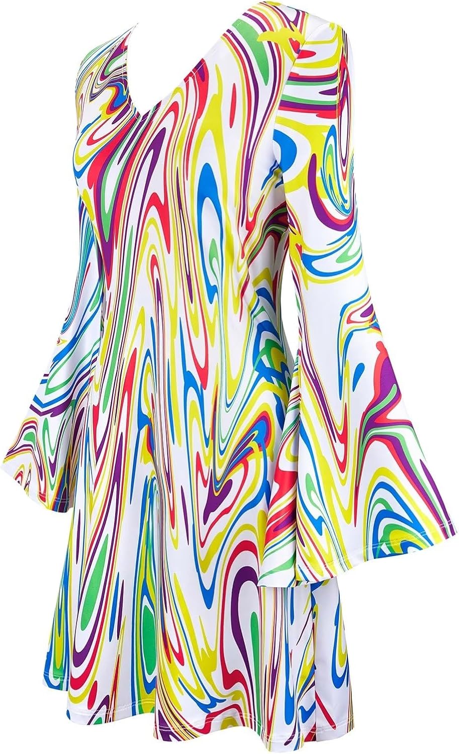 Jutrisujo Traje de discoteca para mujer, disfraz hippie de los años 70, vestido de discoteca para mujer, ropa de cosplay de Halloween, talla grande