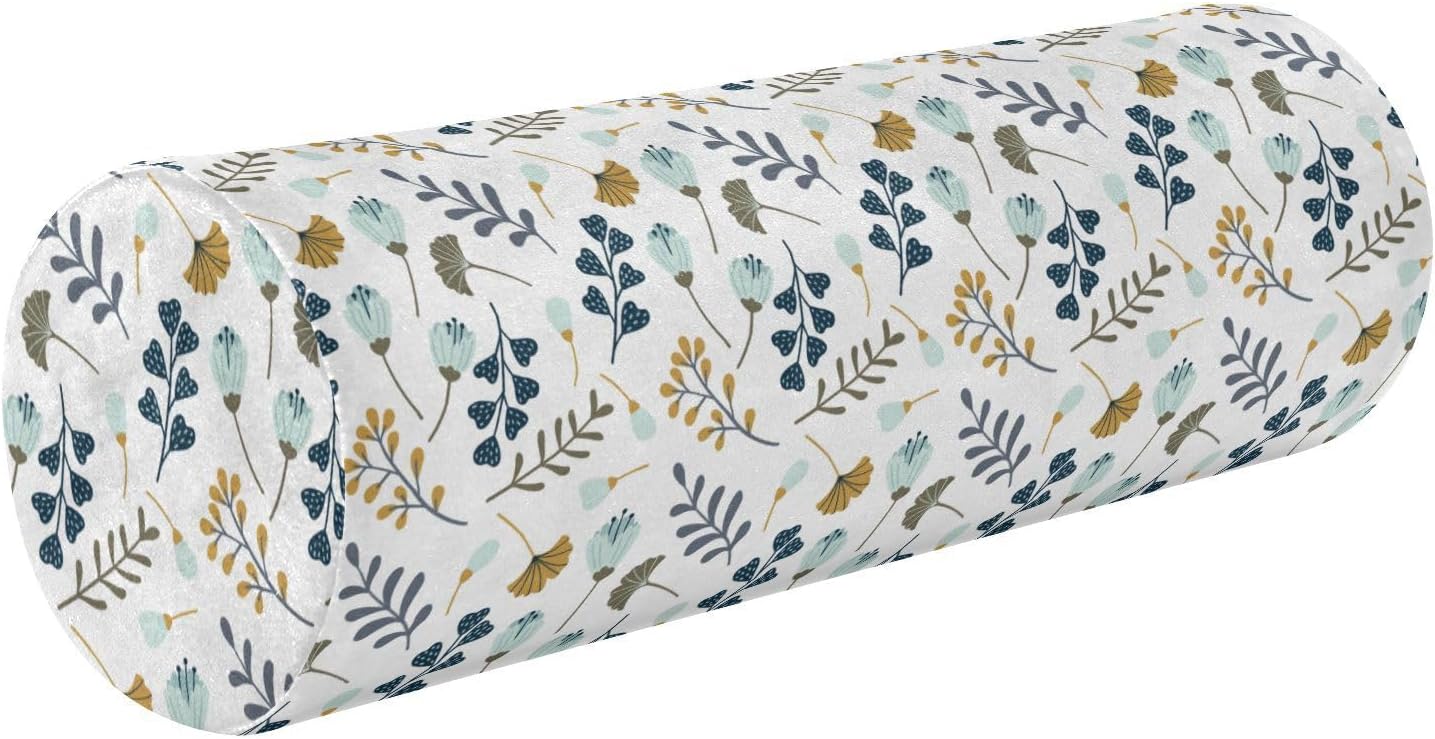 Modern Leaves Flowers Floral Bolster Pillows for Bed Neck Roll Pillow Protector Round Pillow Inserts Round Cushion Pillow Lower Back Support