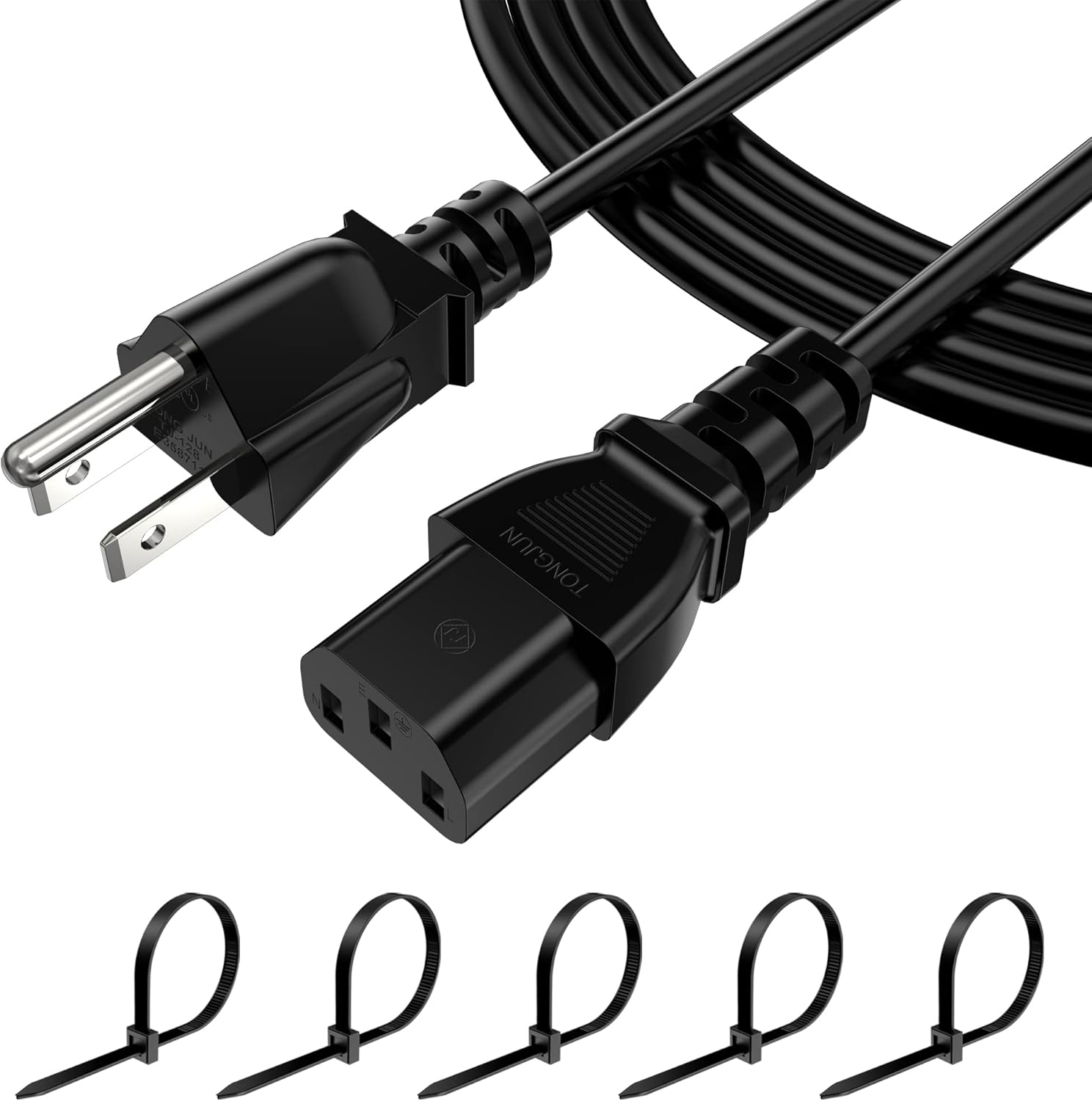 Cable de alimentación de repuesto para computadora de 10 pies (paquete de 1), cable de alimentación de CA de 3 clavijas, NEMA 5-15P a IEC13, 18 AWG,