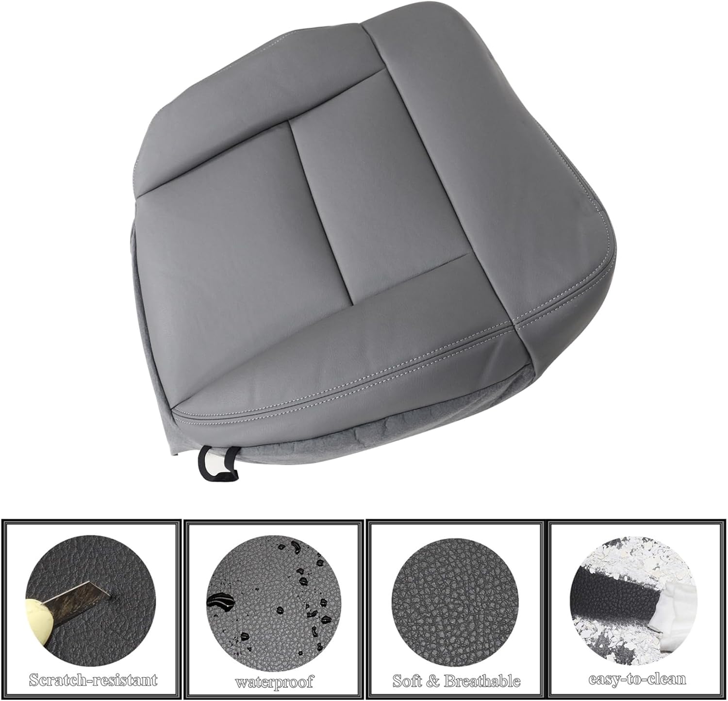 Funda de asiento de repuesto para parte inferior del conductor, piel de microfibra gris, compatible con Ford F150 Lariat 2004 2005 2006 2007 2008