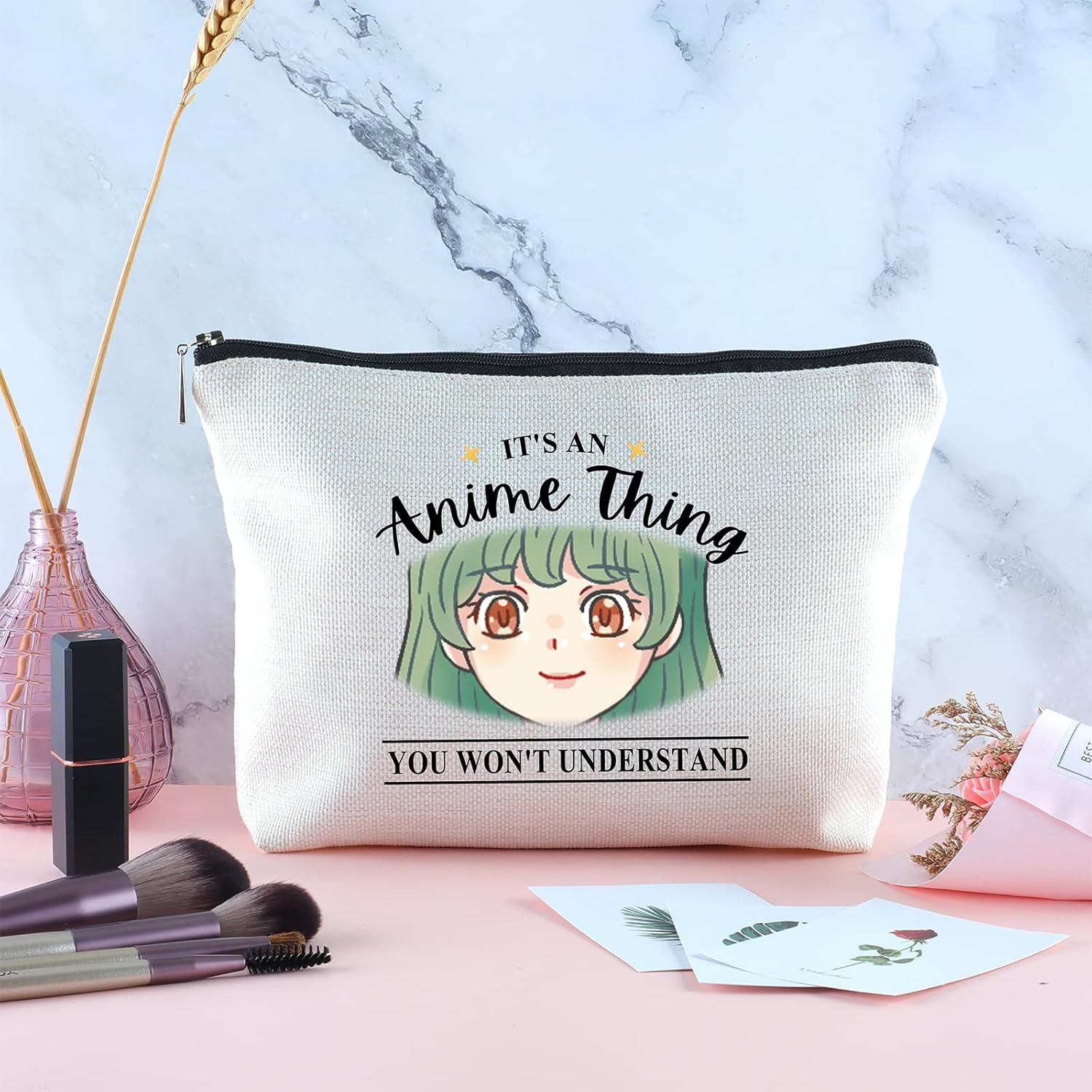 Anime Makeup Bag Travel Cosmetic Cool Gifts for Anime Lovers Kawaii Makeup Bag Anime Lover Gifts Anime Fans Gift for Women for Birthday Gifts