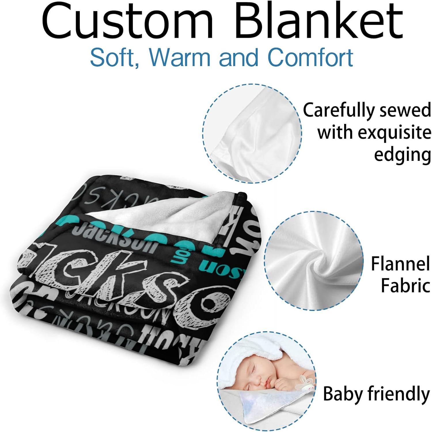 Manta personalizada con texto del nombre, mantas de franela personalizadas para bebés, adultos y niños, regalo de cumpleaños, día de San Valentín,