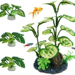 GKPONSX Plantas artificiales de acuario, 4 piezas de decoración de pecera, juego de plantas de seda de plástico para peceras Betta (hierbas verdes, GKPONSX Plantas artificiales de acuario, 4 piezas de decoración de pecera, juego de plantas de seda de plástico para peceras Betta (hierbas verdes,