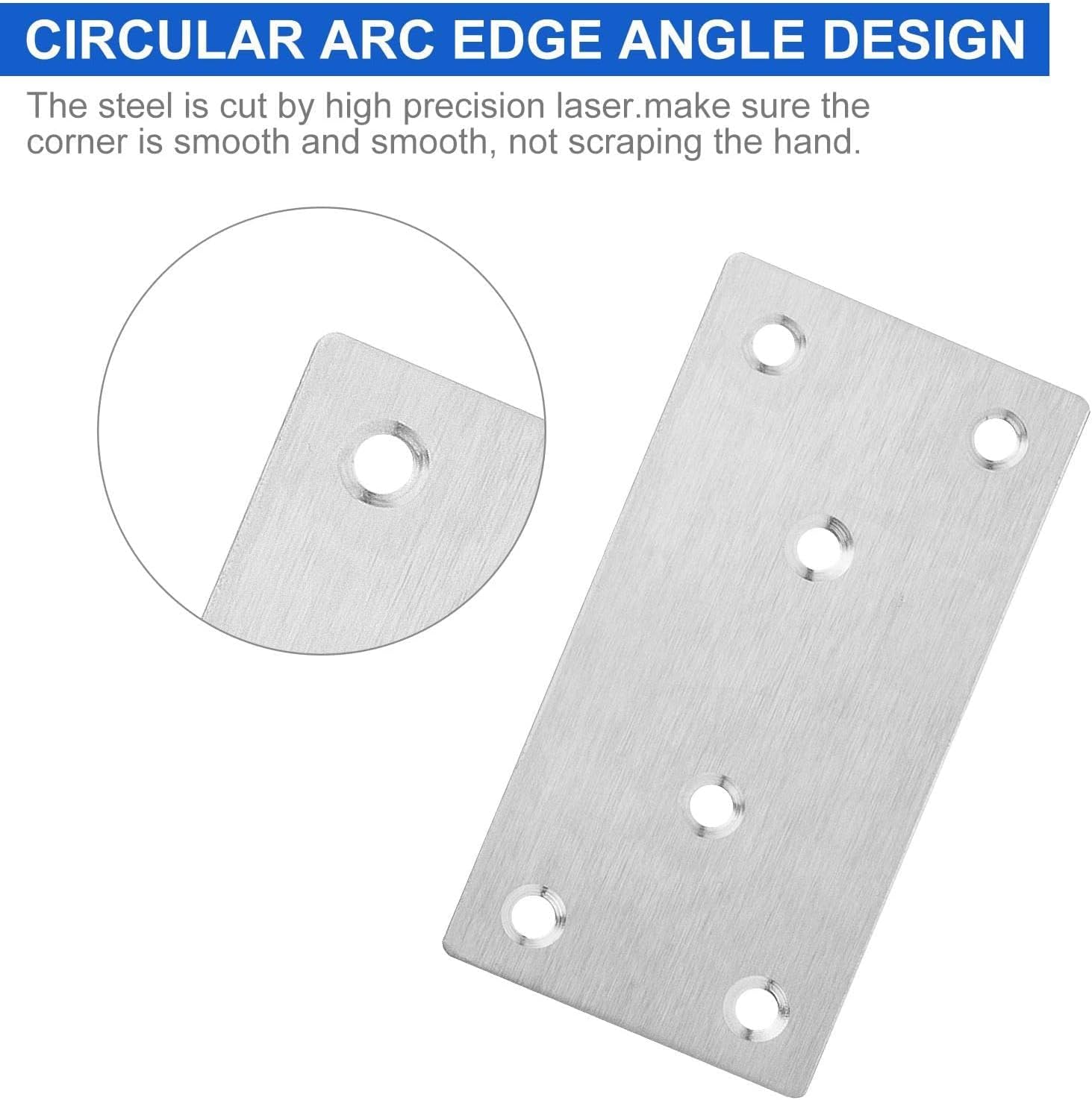 22 placas de reparación para madera de acero inoxidable, placa plana de reparación de 2 x 4 pulgadas, soportes de metal para placa de metal de