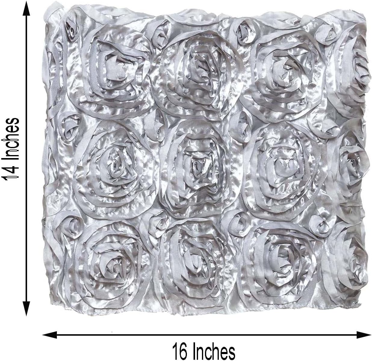 Efavormart – 10 fundas de satén con roseta 3D para silla, Chivari, cuadradas, para catering, boda, fiesta, decoración, color plateado