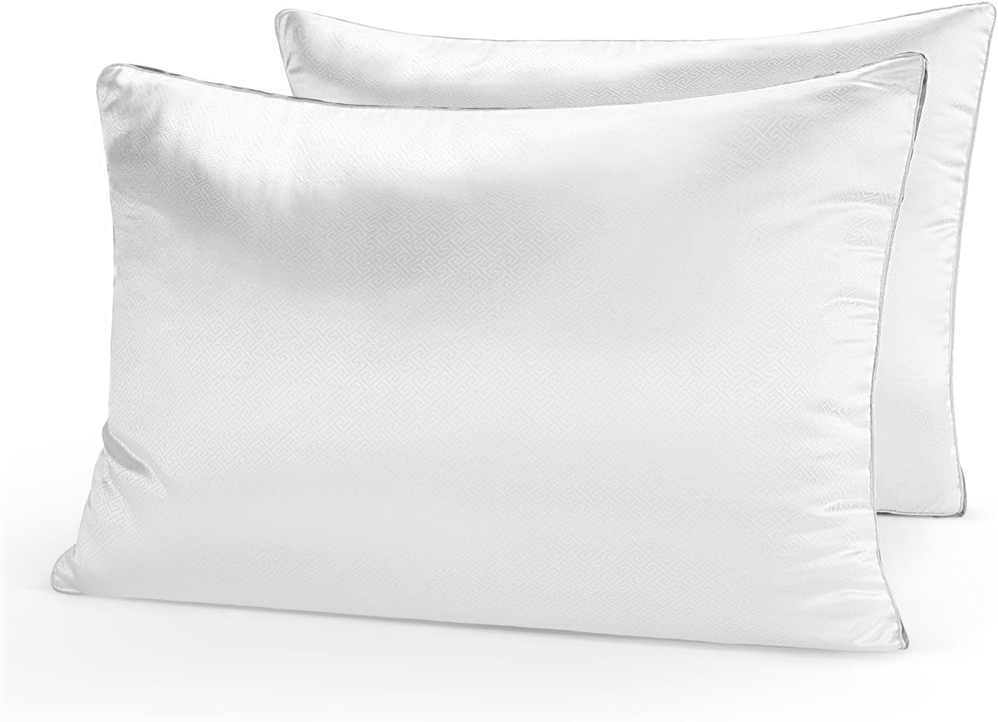 Restorology Genius Pillow (paquete de 2) almohada rellena de fibra de gel refrescante de felpa de calidad de hotel con refuerzo de satén,