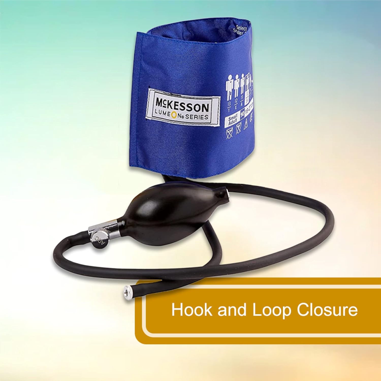 McKesson LUMEON – Manguito y bulbo para presión arterial, color azul real, adulto pequeño, 7.5 in a 10.6 in, 1 unidad