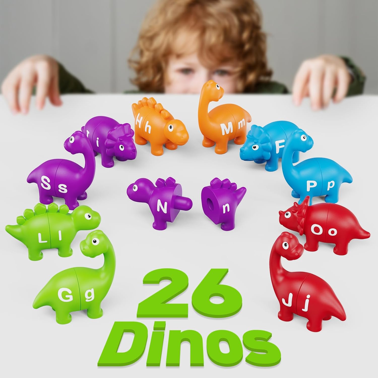 Aizweb Juguetes de aprendizaje del alfabeto, juego de letras a juego de clasificación de colores de dinosaurios para niños pequeños, actividades de