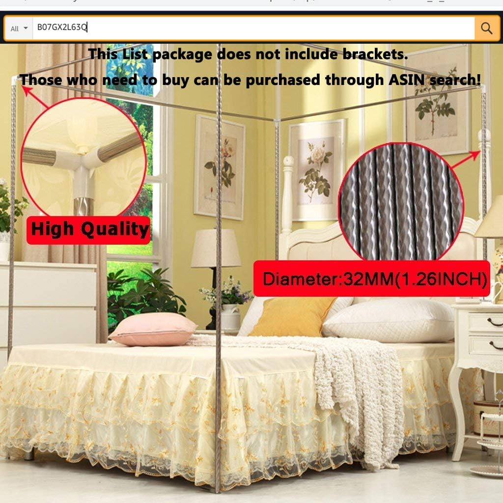 Obokidly Cortina de cama de princesa de 4 postes de cuatro esquinas de color liso, elegante toldo de red para niñas, niños, adolescentes, niñas,