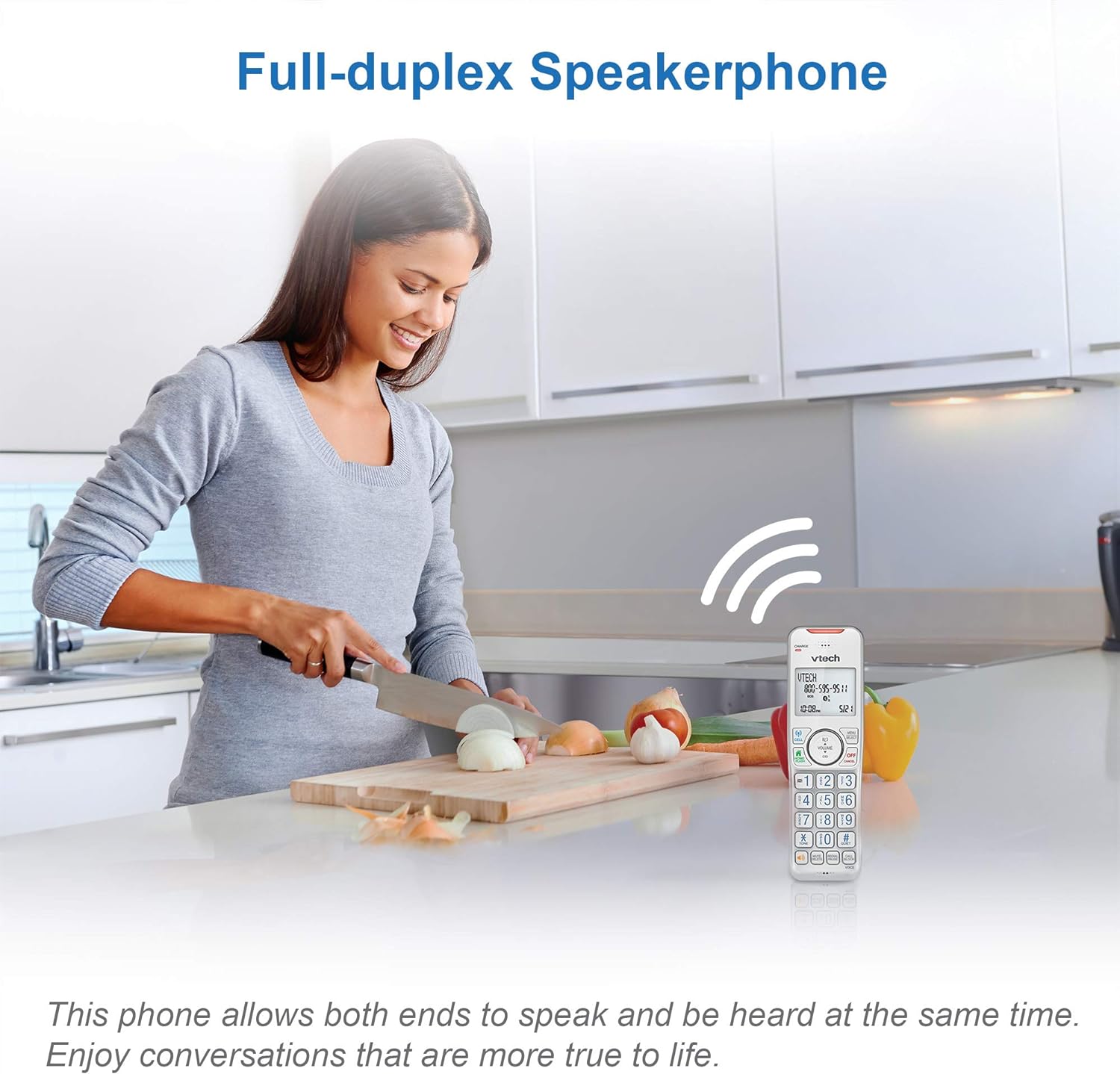 VTech Extended Range 3 teléfono inalámbrico para el hogar con bloqueo de llamadas, conectar a celular Bluetooth