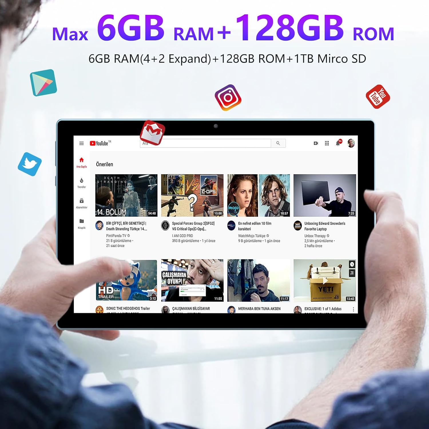 Tablet 2 en 1 6GB+128GB Android 11 Tabletas, 10.1 pulgadas Tablet con teclado ratón caso Stylus, 2.4G5G WiFi 6, 1.8Ghz computadora Tablet PC,