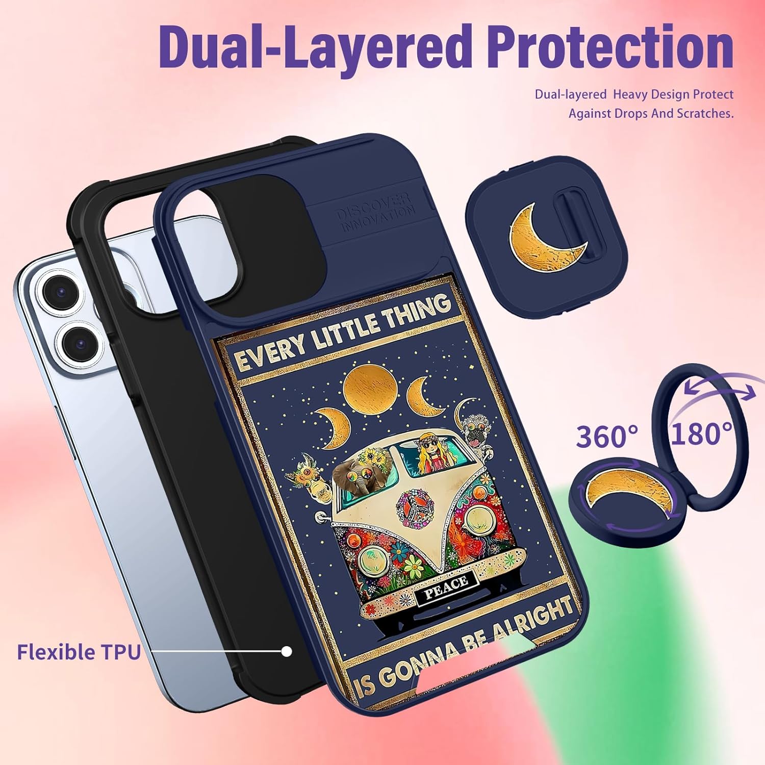 Funermei Funda (2 en 1 para iPhone 11 Pro Max para mujeres, linda cubierta de teléfono para niñas, diseño femenino de autobús Kawaii animales con