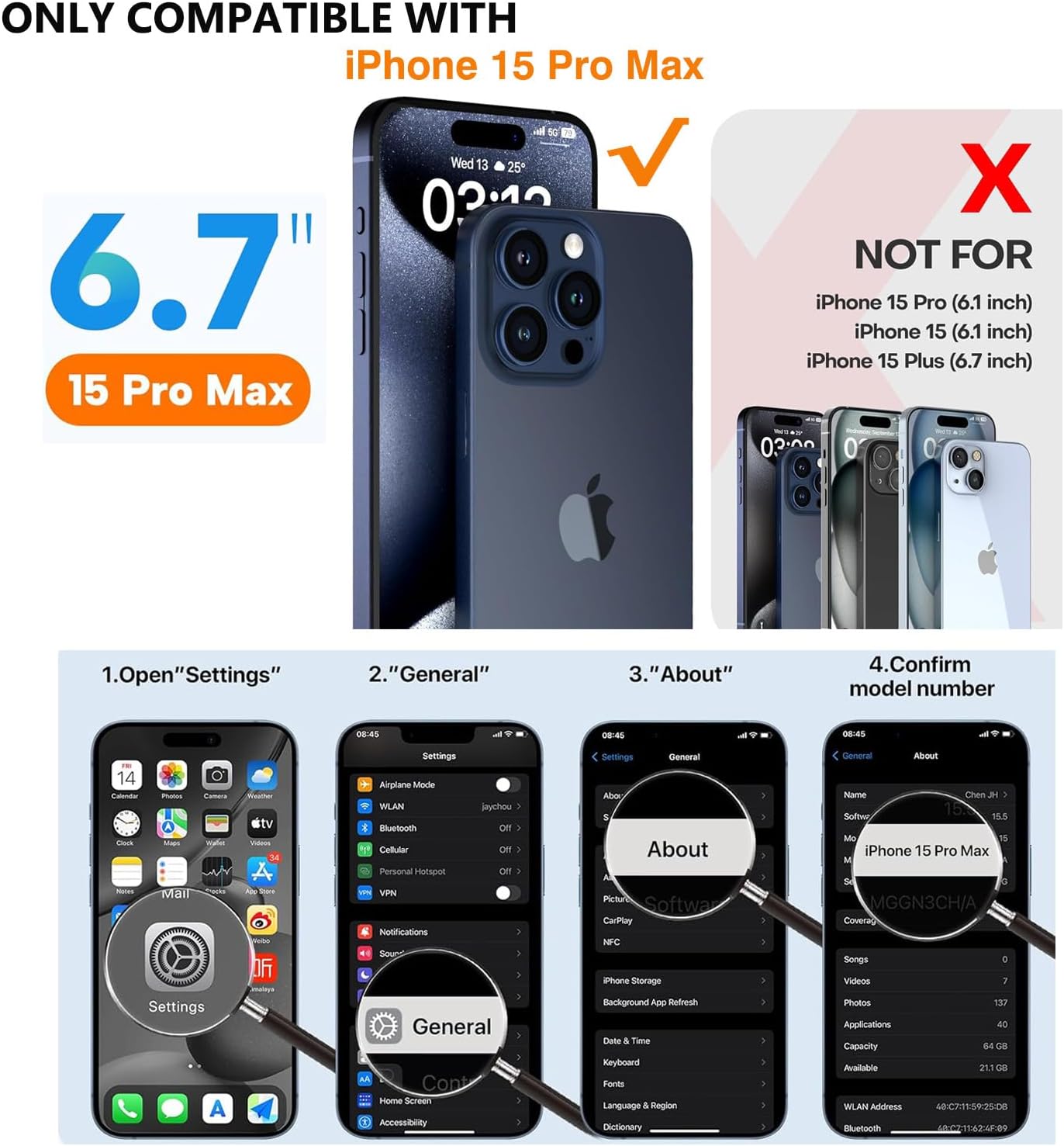 Funda compatible con iPhone 15 Pro Max con protector de lente de cámara para mujeres y niñas, de lujo, galvanizado, transparente, con purpurina