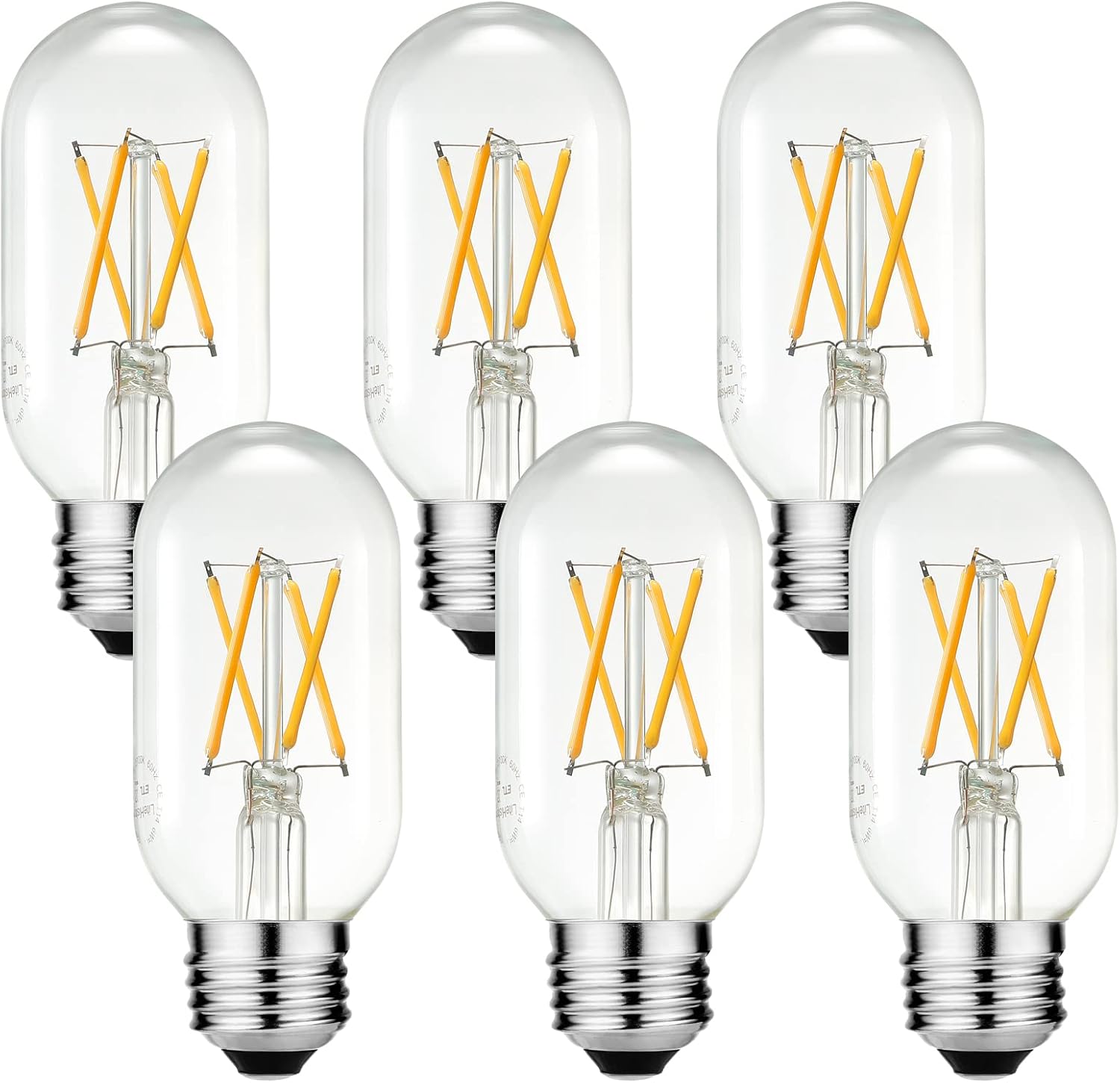 LiteHistory Bombilla LED E26 equivalente a 6 W, bombilla LED E26, 60 W, regulable, blanco cálido, 2700 K, bombilla Edison E26, AC120V, 600 lm,