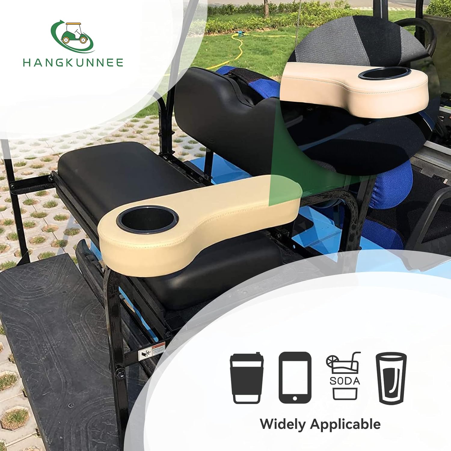 Reposabrazos de carrito de golf con portavasos para EZGO Club Car Yamaha, no requiere taladrar, kits de reposabrazos para asiento trasero con marco