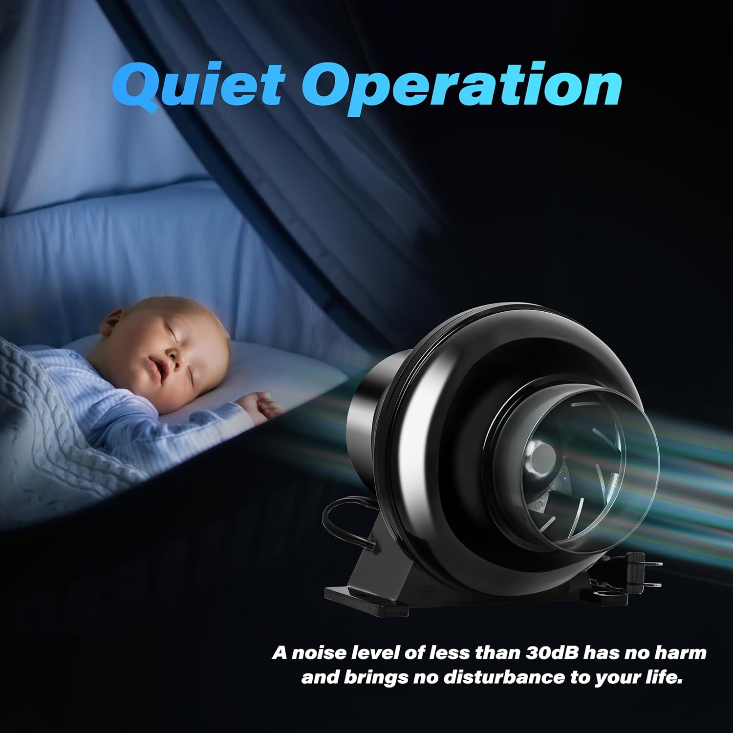 HealSmart Conducto en línea de escape de 4 pulgadas, 195 CFM, ventilador silencioso para tienda de cultivo en interiores, ventilación hidropónica,