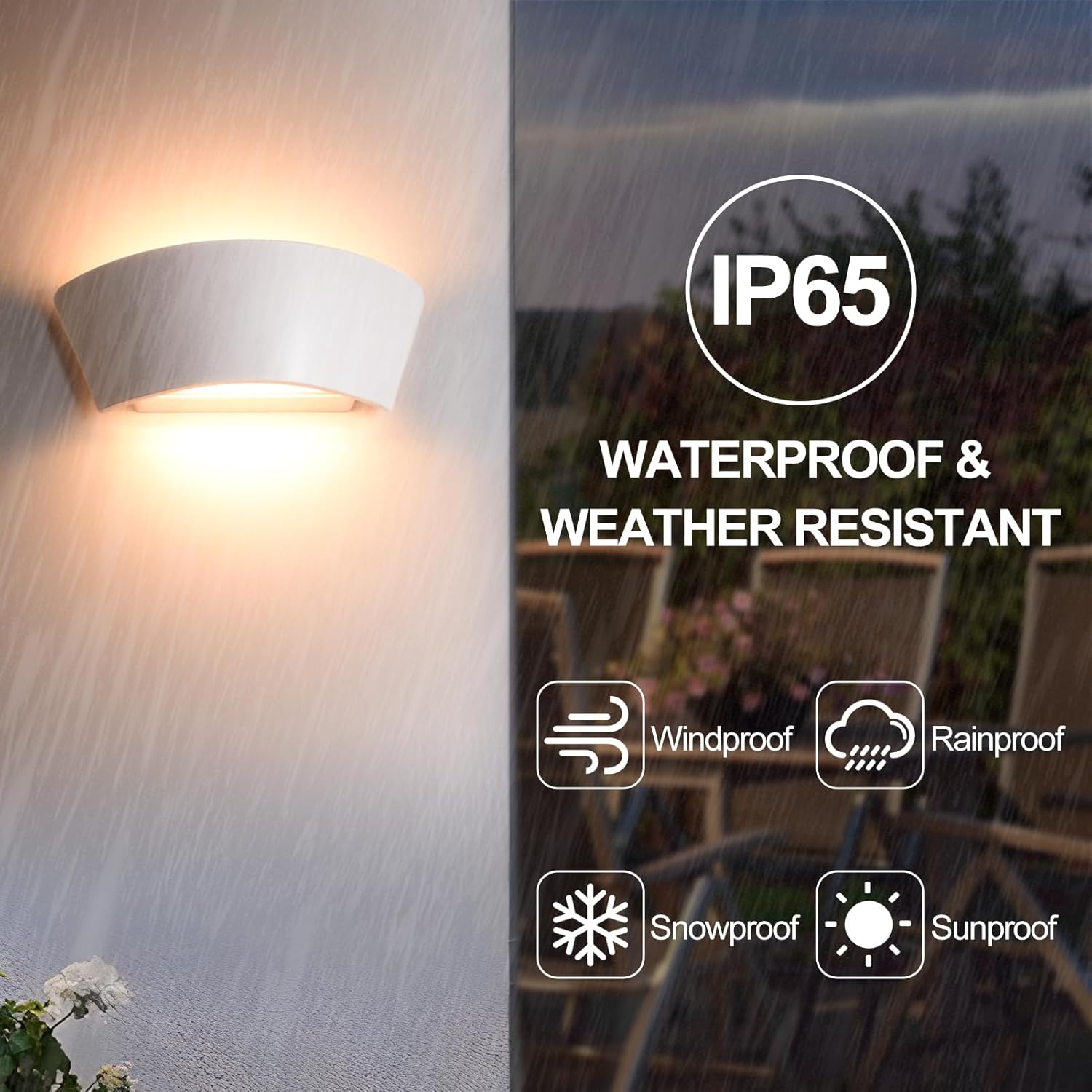 FUDESY Aplique de pared LED moderno blanco para interiores, con cableado arriba y abajo, para exteriores, lámpara de pared exterior de plástico
