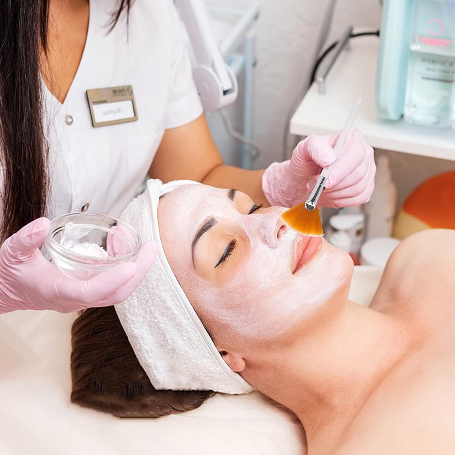 2 piezas de cepillo de abanico para máscara facial, cepillo aplicador de máscara de maquillaje suave, cepillos faciales, aplicador de ácido, cepillo