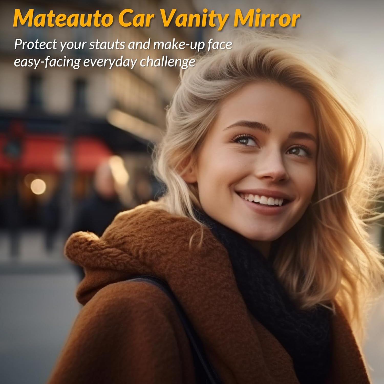 MateAuto Espejo de tocador de coche con luces, espejo plegable y recargable de maquillaje con 3 modos de luz y 60 LED con pantalla táctil regulable