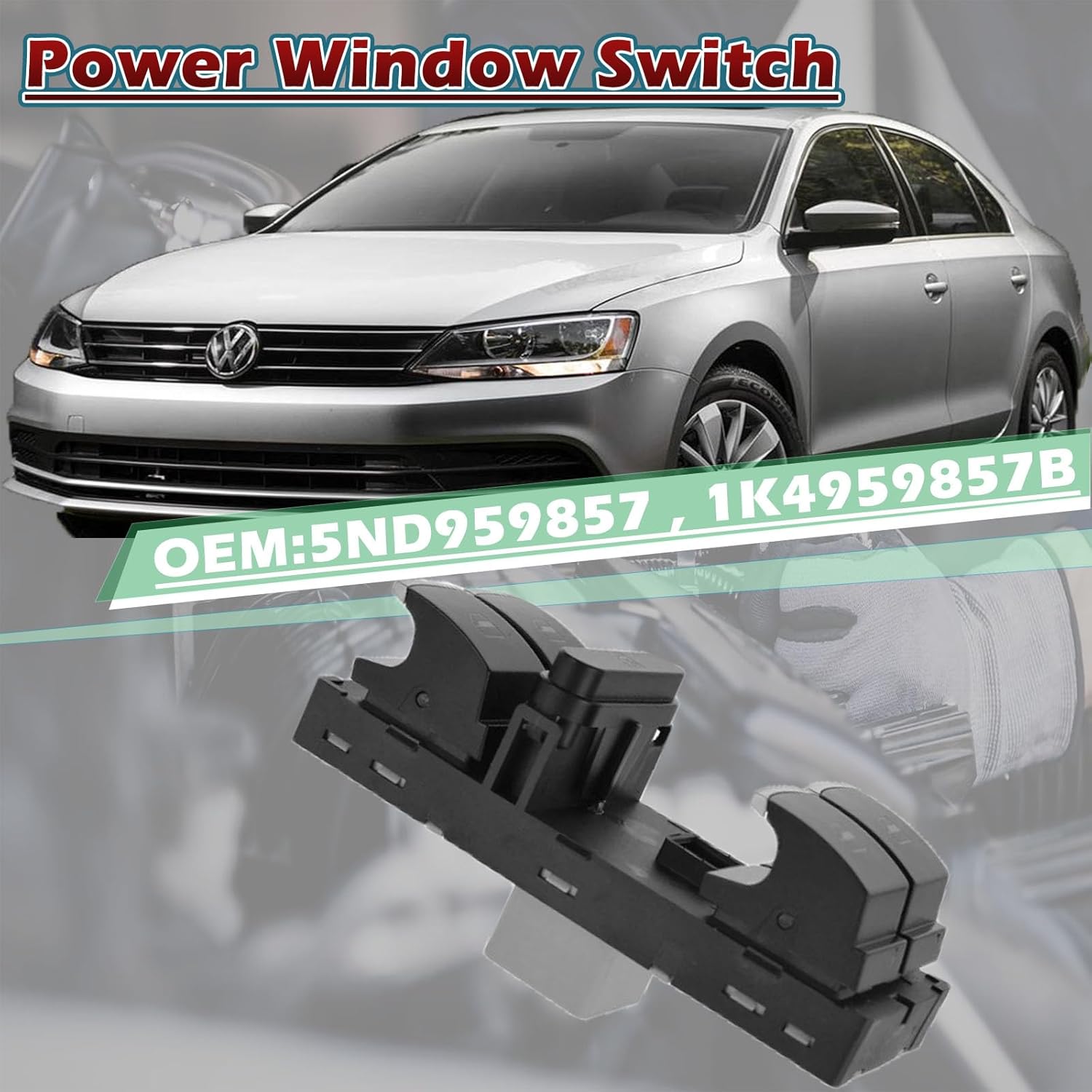 Interruptor de ventana principal para puerta delantera izquierda del lado del conductor compatible con Volkswagen CC Golf R GTI para Jetta GLI