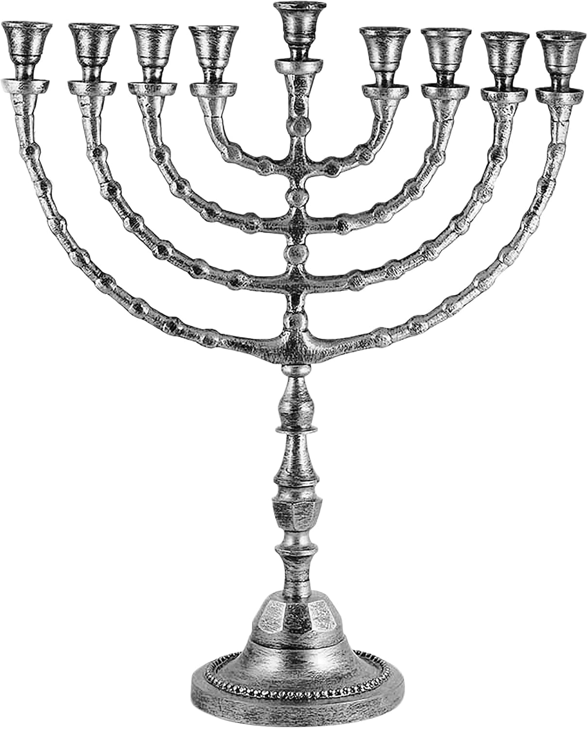 Menorá tradicional extra grande de Janucá para uso con velas gruesas de Shabat o vasos de aceite, Janucá Minorah de aspecto antiguo, para Shul,
