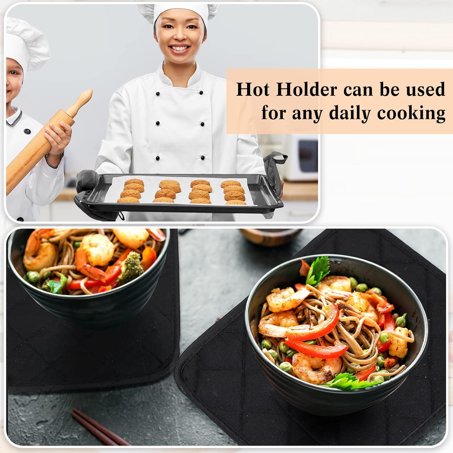 Hoolerry 20 soportes de algodón para ollas de bolsillo para horno de cocina, soportes para ollas de 7 x 9 pulgadas, resistentes al calor, con bucles