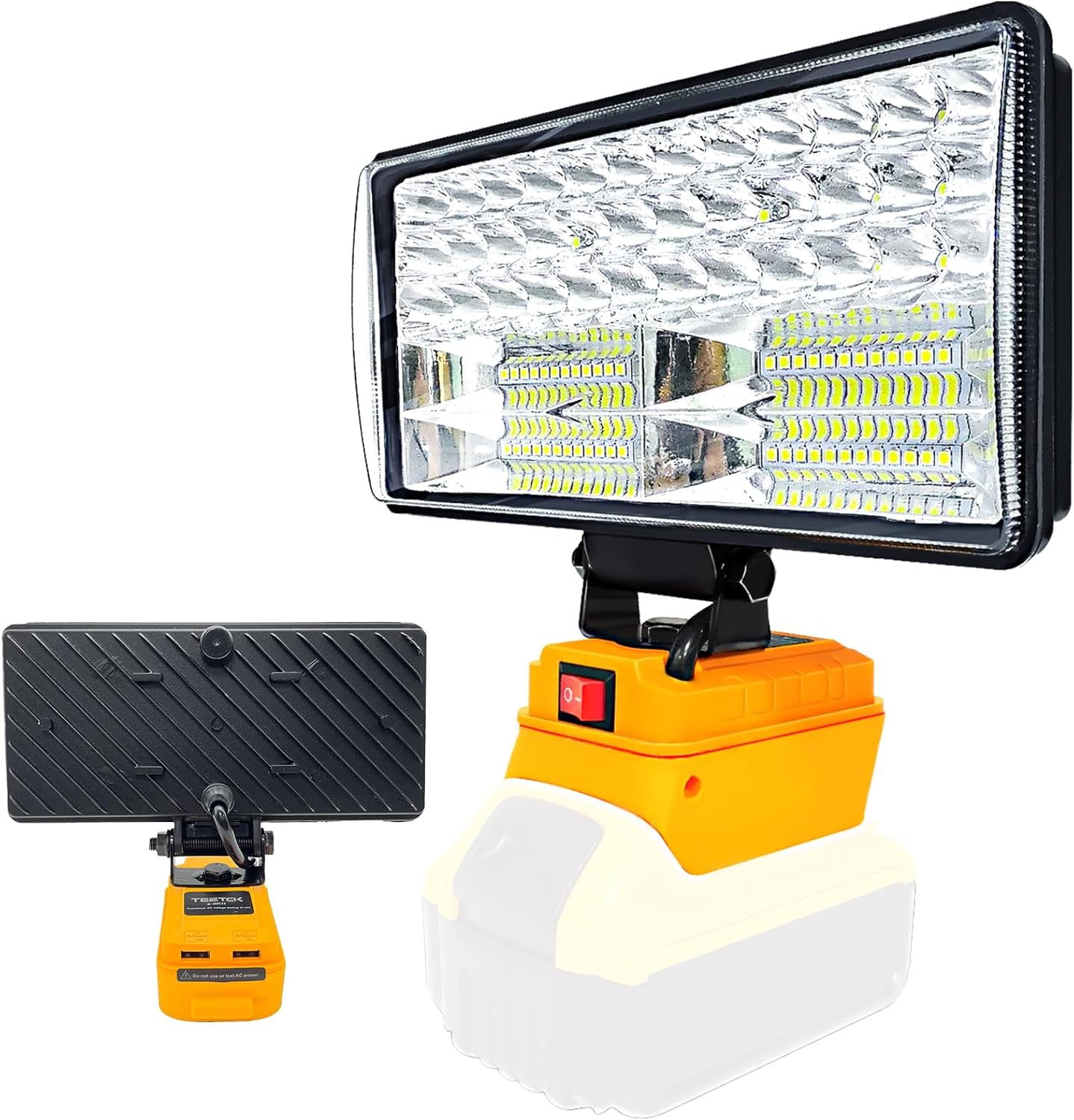 Luz de trabajo LED inalámbrica para batería Dewalt de 20 V, linterna de 90 W 5400 LM, luz de inundación LED de 8 pulgadas, luz de batería con 2