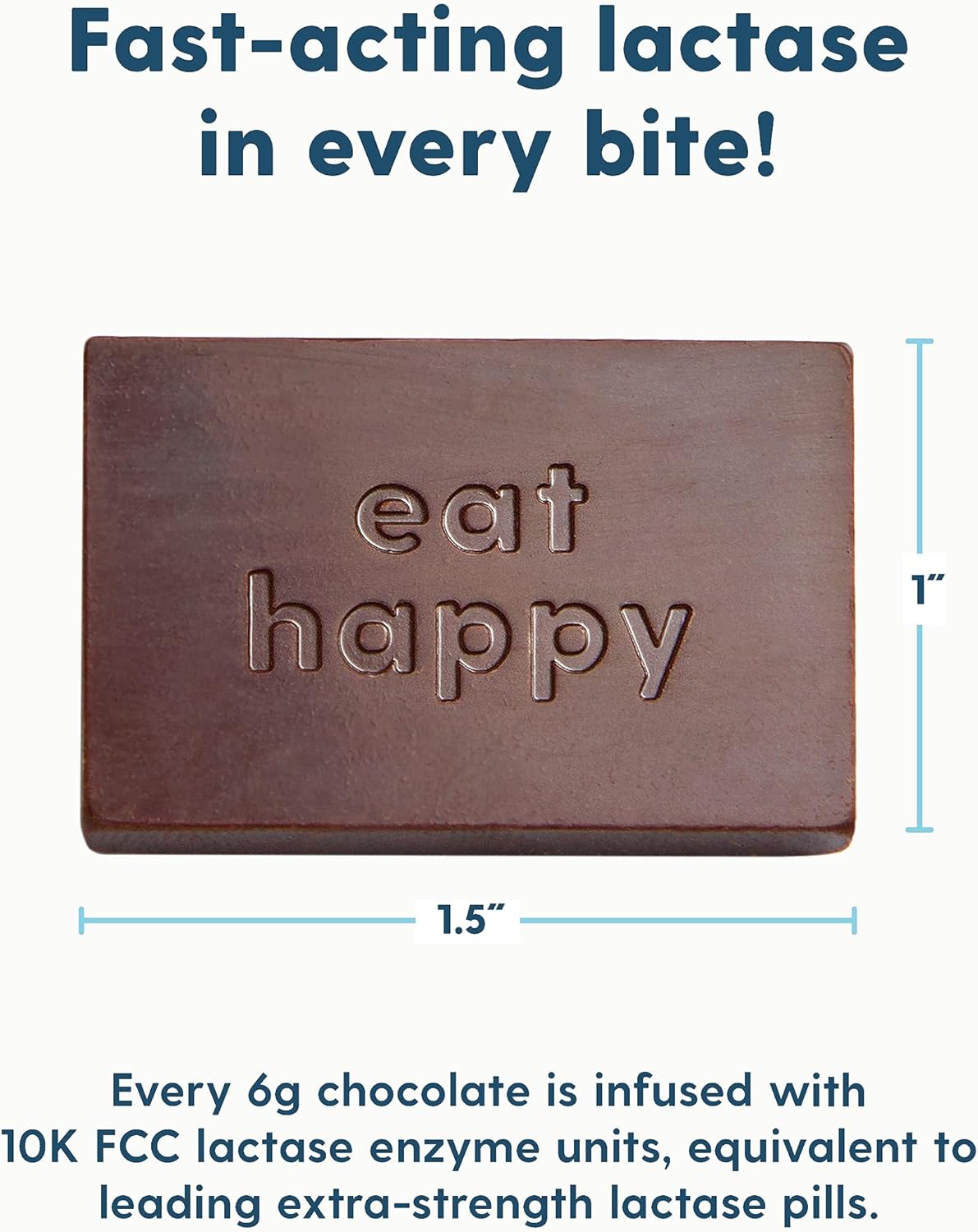 Happy Cow Chocolate, suplemento de lactasa de acción rápida, alivio de la intolerancia a los lácteos y a la lactosa, totalmente natural, fabricado