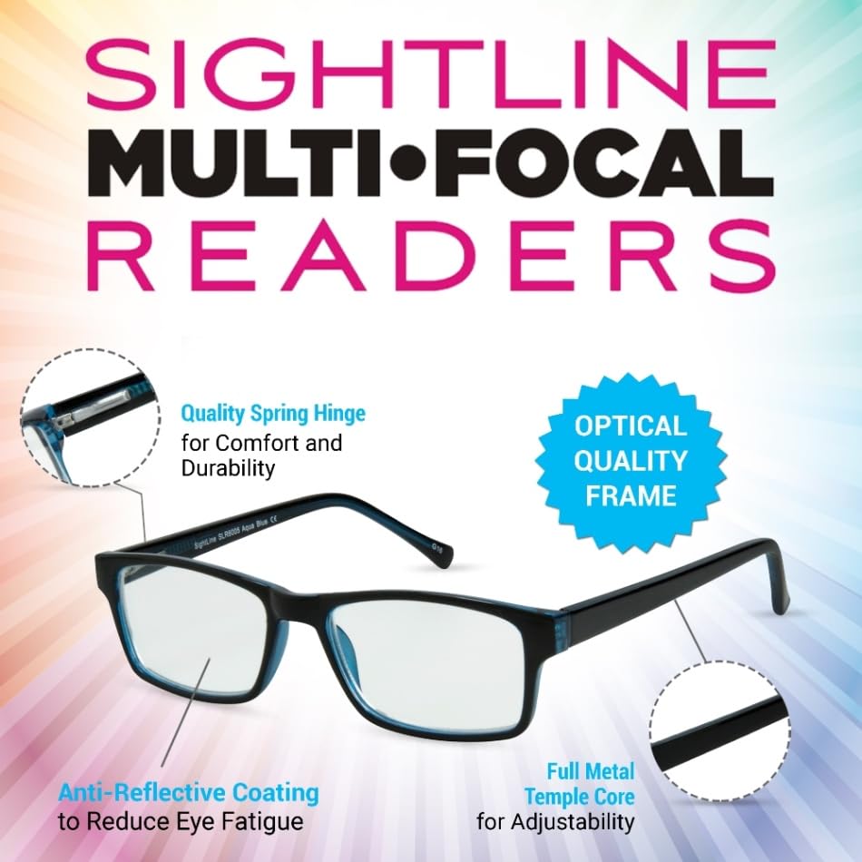 Sightline Gafas de lectura progresivas multifocales para hombres y mujeres de ajuste estrecho a regular 6005