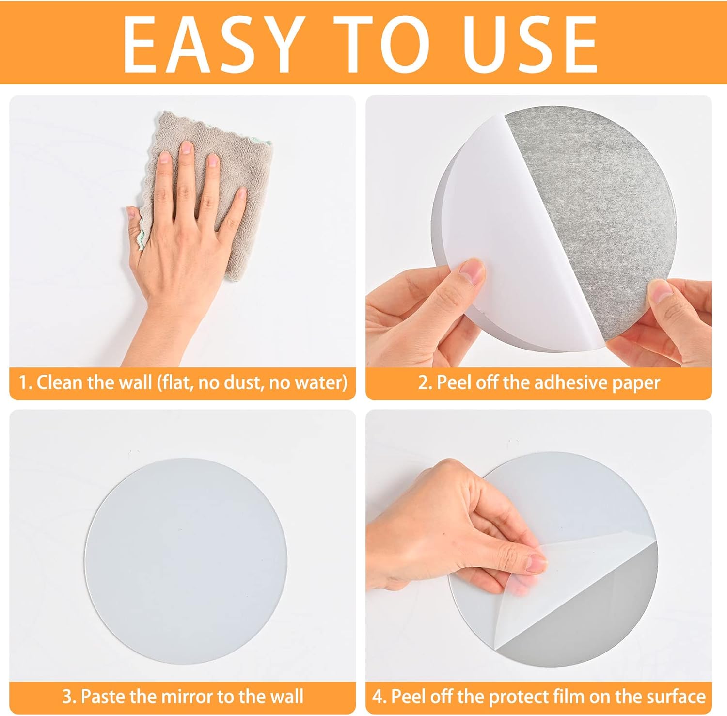 iCAGY Espejo redondo para decoración de pared, espejo de pared circular decorativo, espejo acrílico, autoadhesivo, montado en la pared, decoración