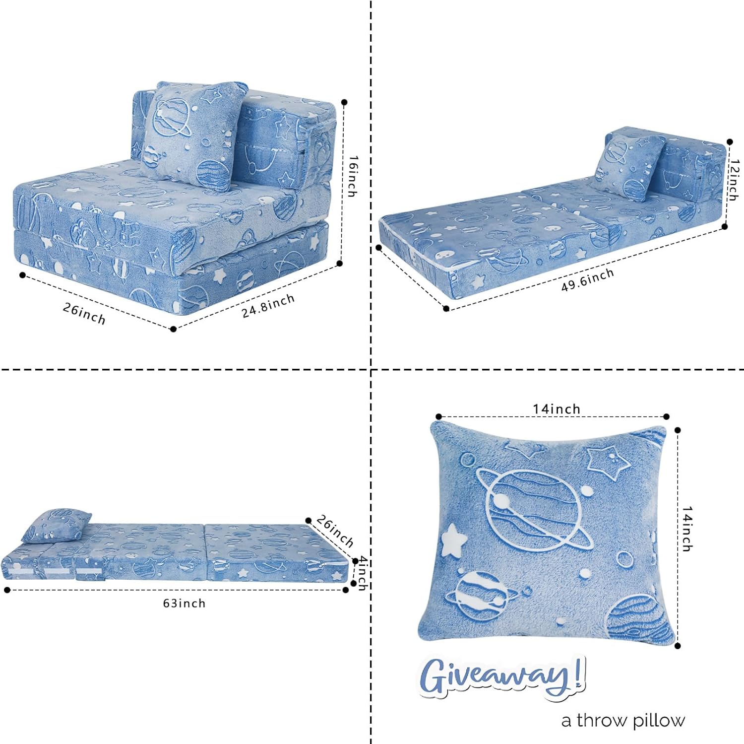 Sofá cama plegable para niños, colchón plegable brillante para niños, sofá plegable para niños, futón, cama plegable para niños, colchón plegable