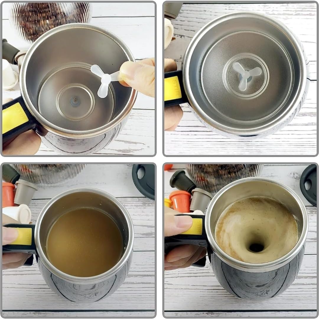 Taza autoagitación de acero inoxidable para café, té, chocolate caliente, taza de leche para oficina, cocina, viajes, hogar, 13.5-15.2 fl oz15oz