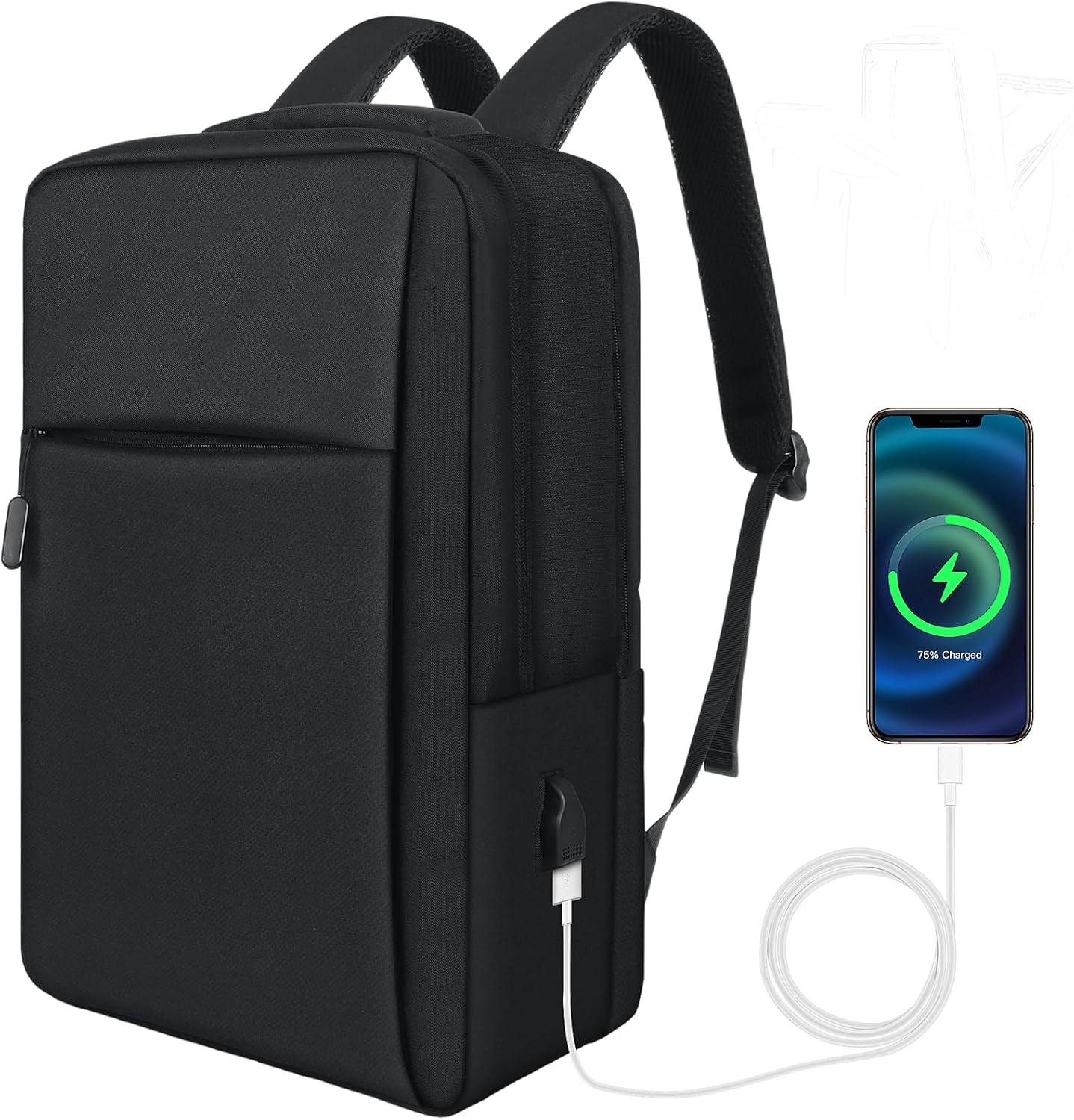 C-Kvkechos Mochila para hombre, mochila de viaje de 17.3 pulgadas, mochila antirrobo, mochila ligera con cargador resistente al agua, mochilas